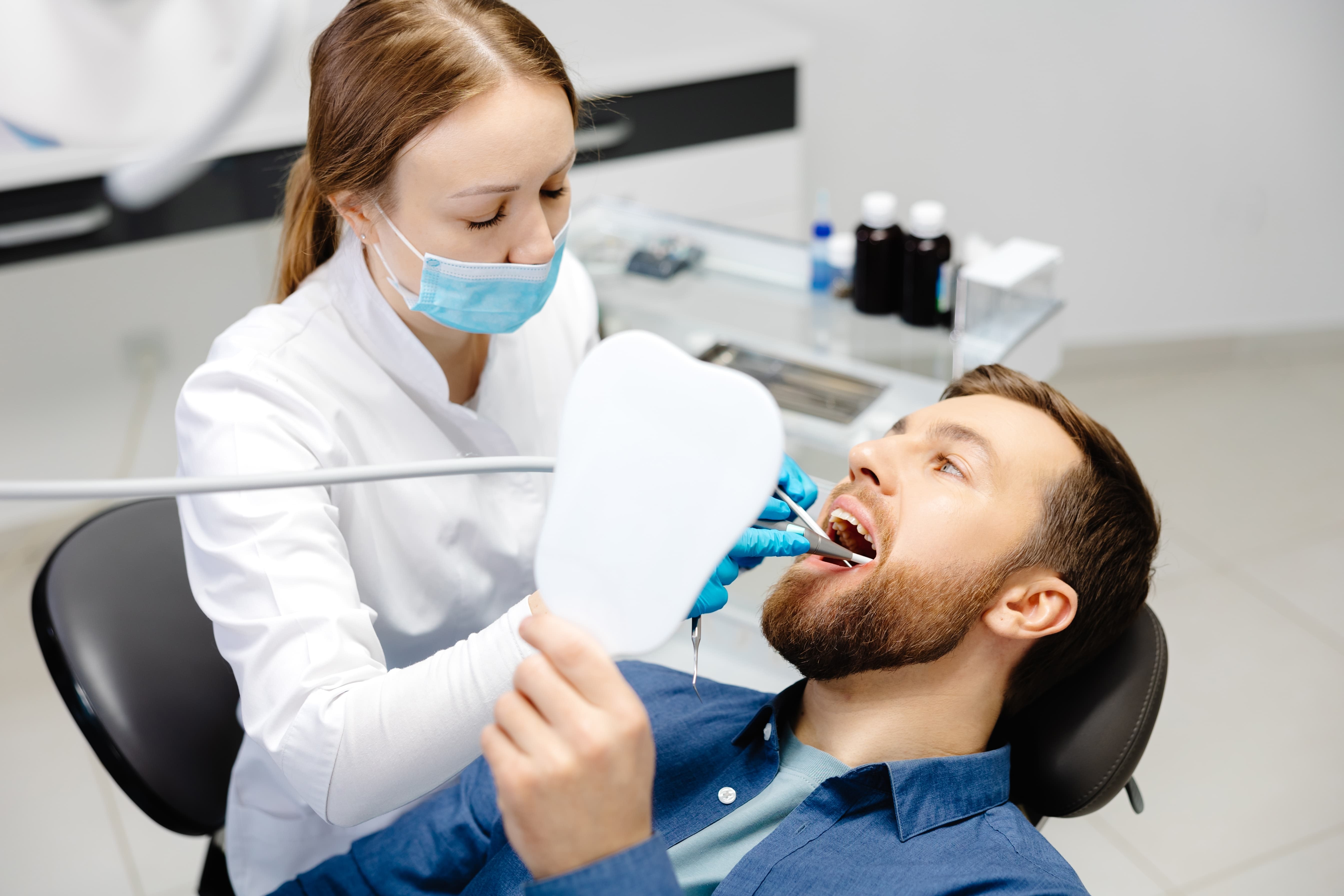 Dental hygienist at work.